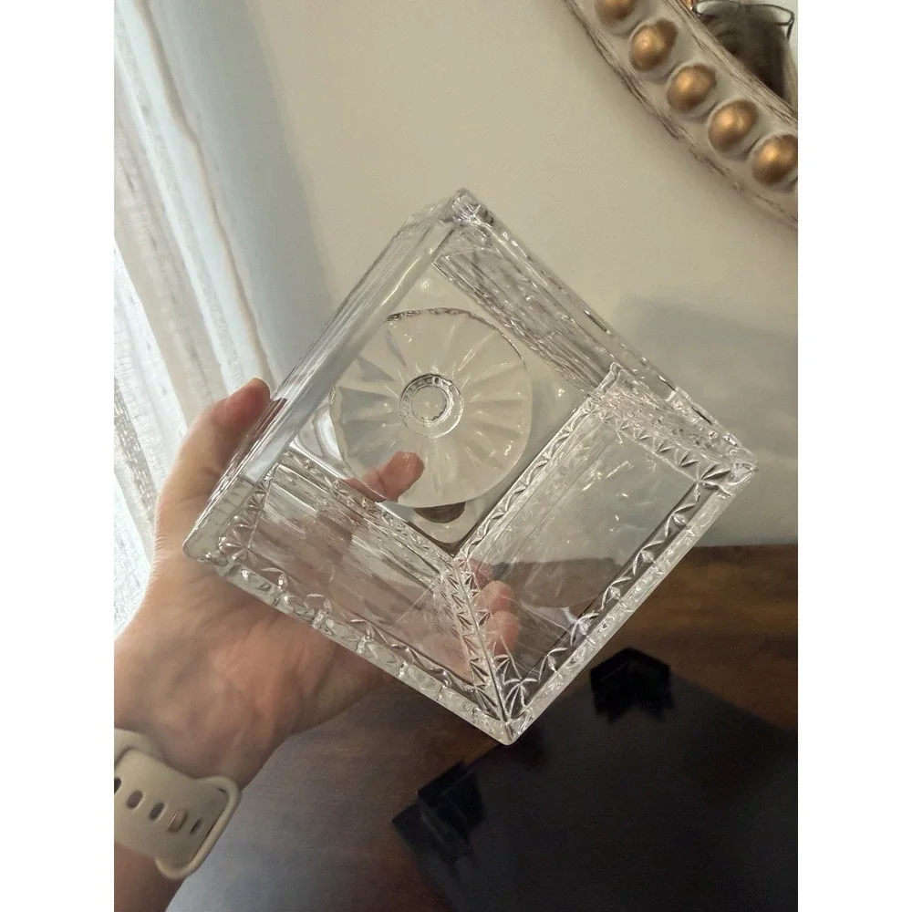 Shannon Crystal Dublin Crystal Glass‎ Revolving Photo Cube Frame w/ Base Lid